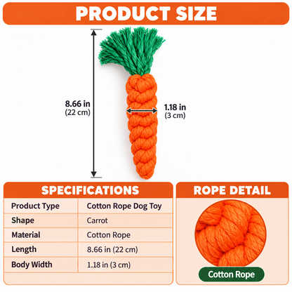 Carrot-Shaped Cotton Rope Dog Toy